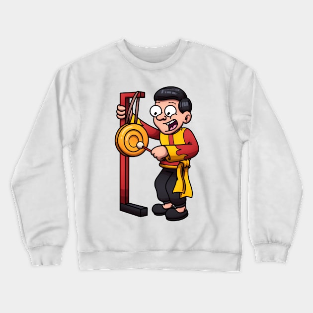 Traditional Chinese Musician Playing The Gong Crewneck Sweatshirt by TheMaskedTooner